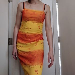 90sVINTAGE California Concepts Yellow And Orange Slip Dress Size Medium